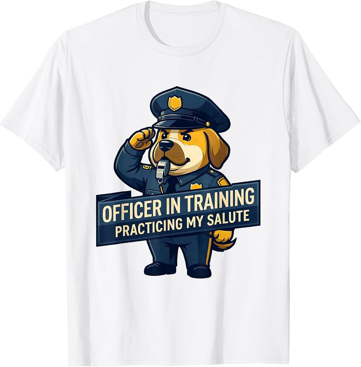 Men's Officer In Training, Practicing My Salute Police Officer T-Shirt - White