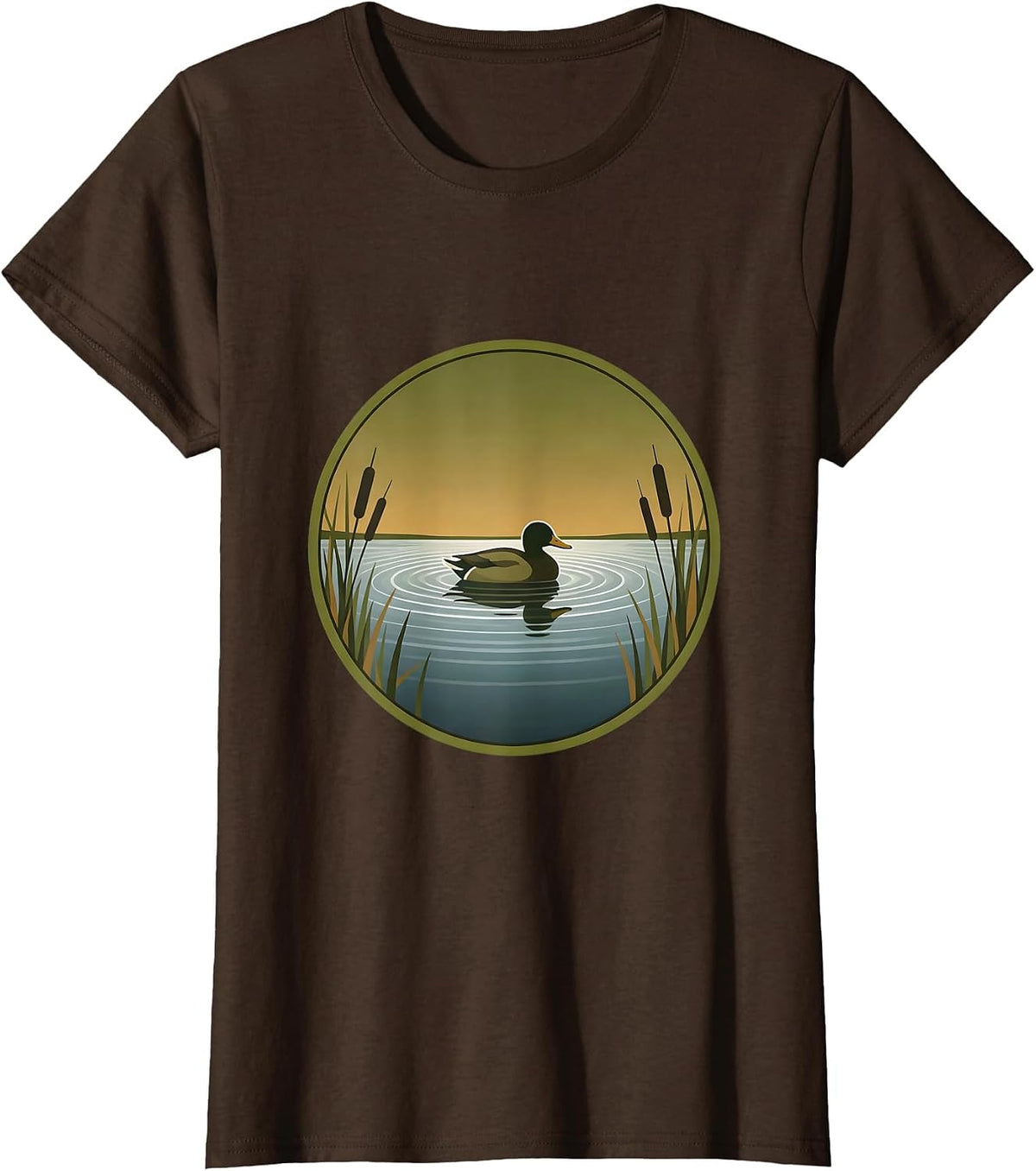 Women's Camo Duck Decoy Still Water Hunting Graphic T-Shirt - Brown