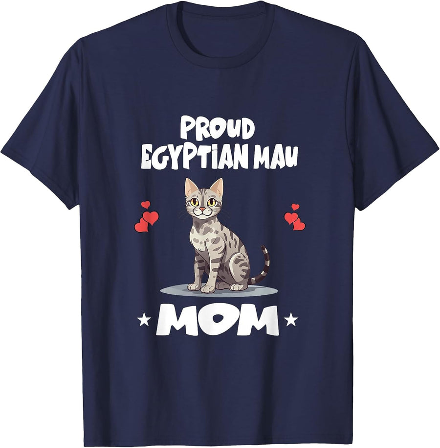 Proud Egyptian Mau Cat Mom T-Shirt - Navy Blue