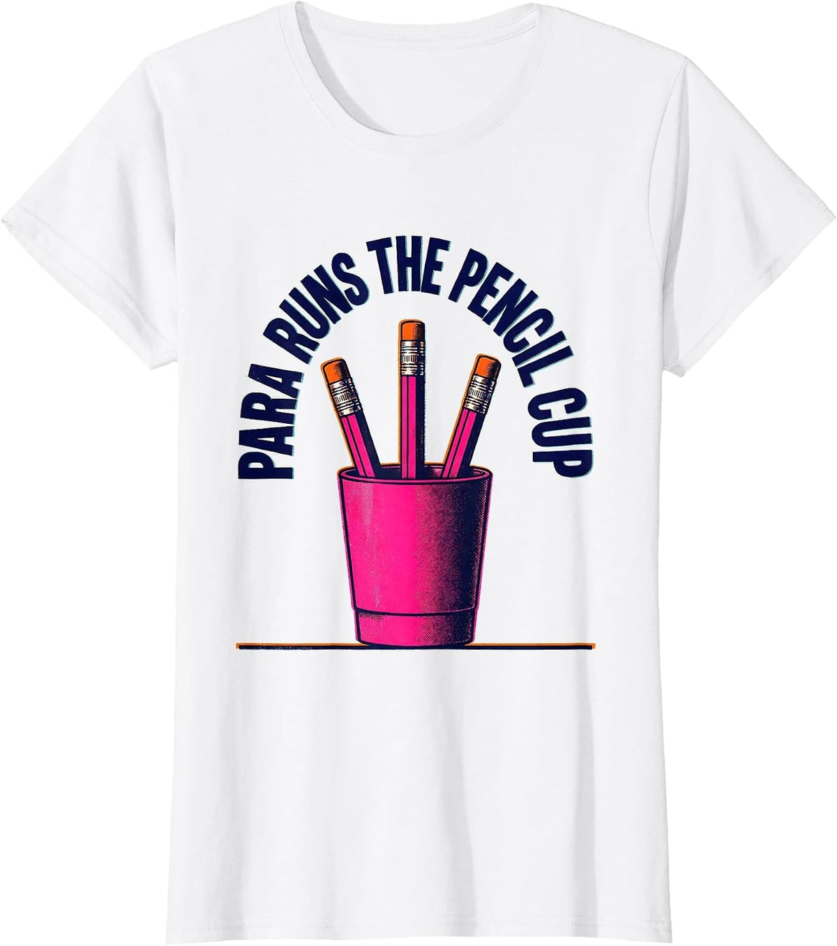 PARA Runs The Pencil Cup Risograph Paraeducator Back T-Shirt - White