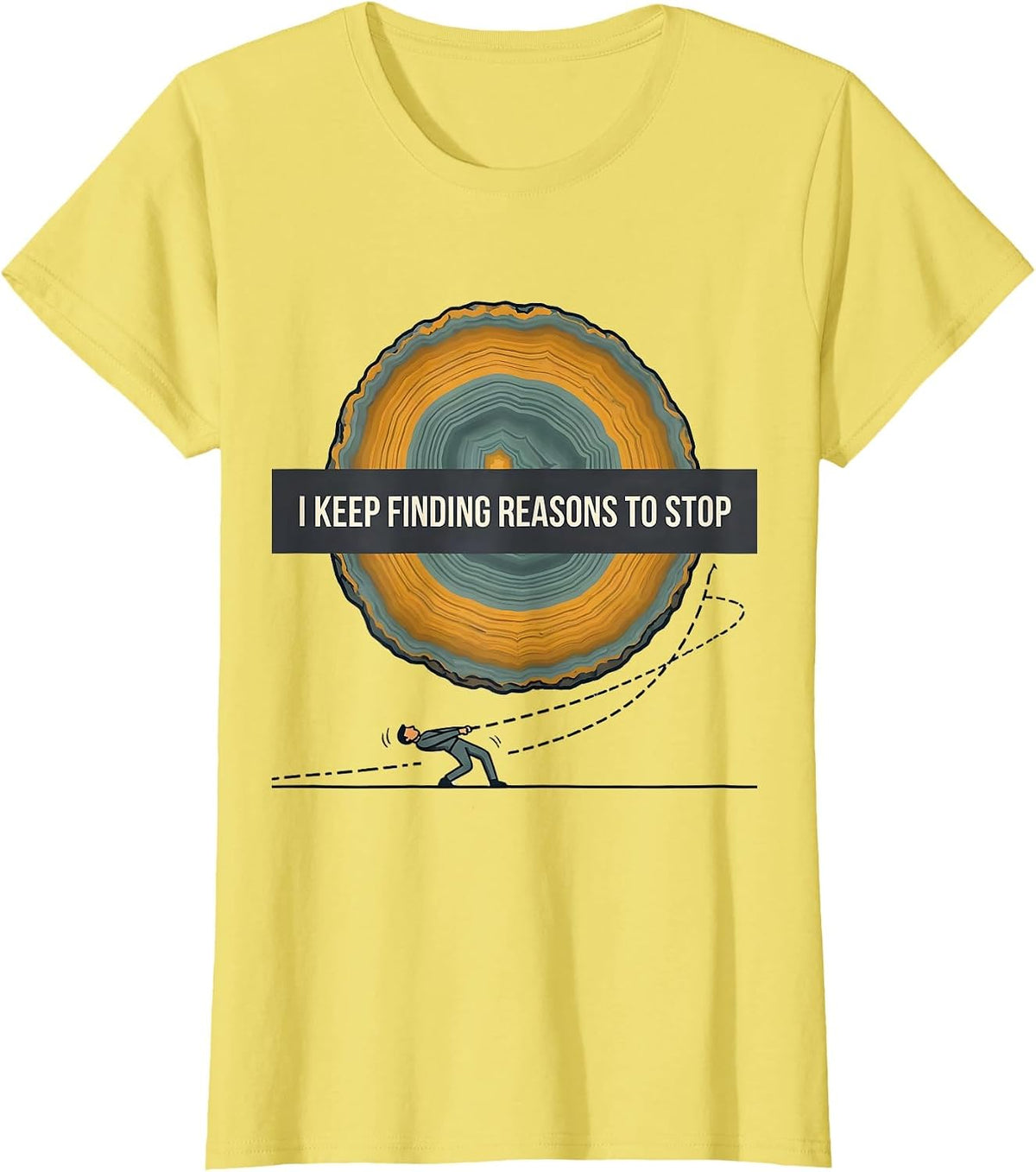 Women's I Keep Finding Reasons To Stop Funny Rock Collector Geode T-Shirt - Lemon Yellow