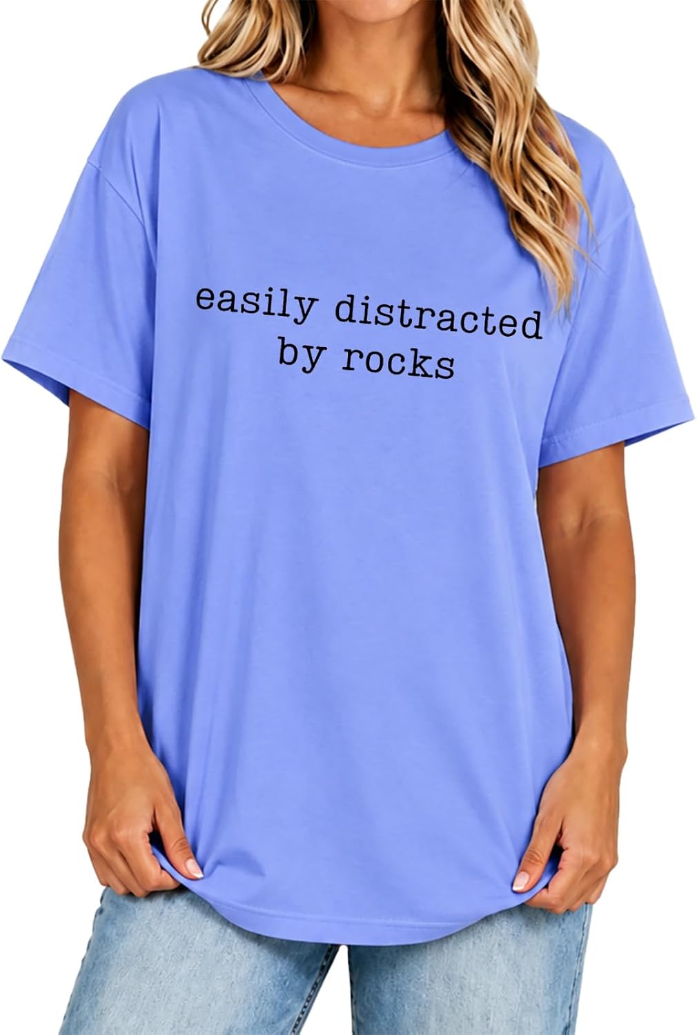 Easily Distracted By Rocks Shirt,Easily Distracted T-Shirt,Rocks Shirt - Crewneck Carolina Blue