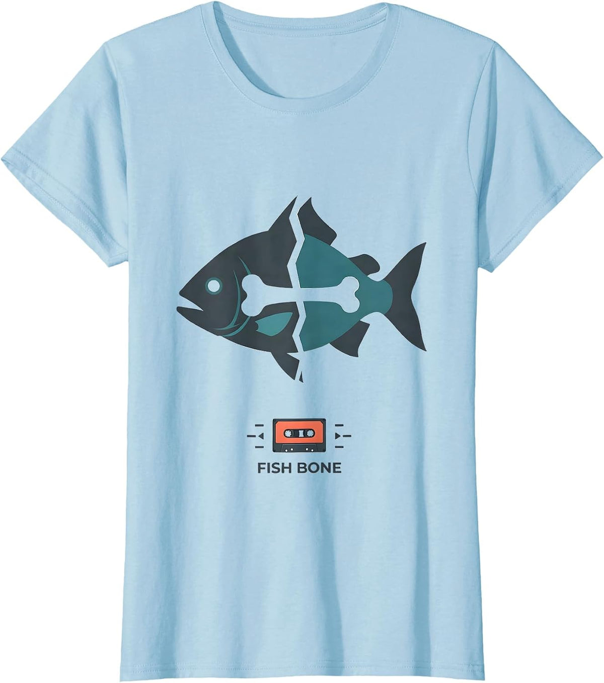 Fish Bone Retro 80s 90s Music Nostalgia Band Fan T-Shirt - Baby Blue
