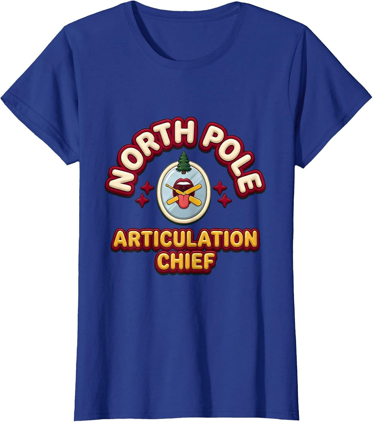 Women's North Pole Articulation Chief Bold Rounded Speech Therapist T-Shirt - Royal Blue
