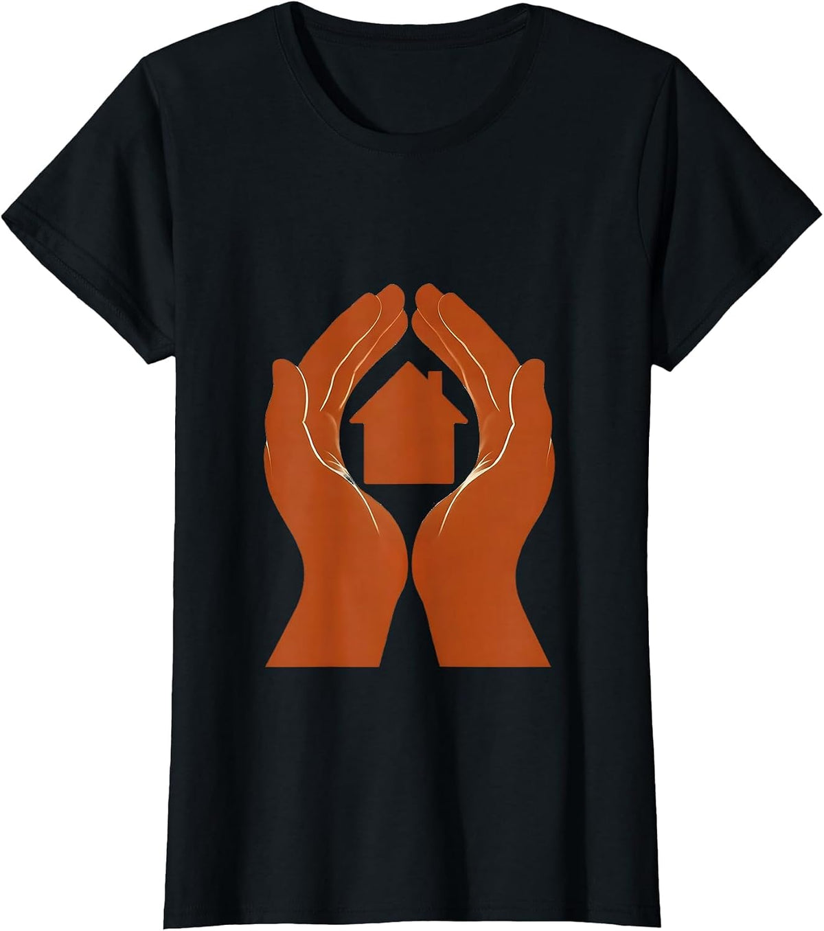 Social Worker Hands Cradling Paper House Graphic T-Shirt - Black