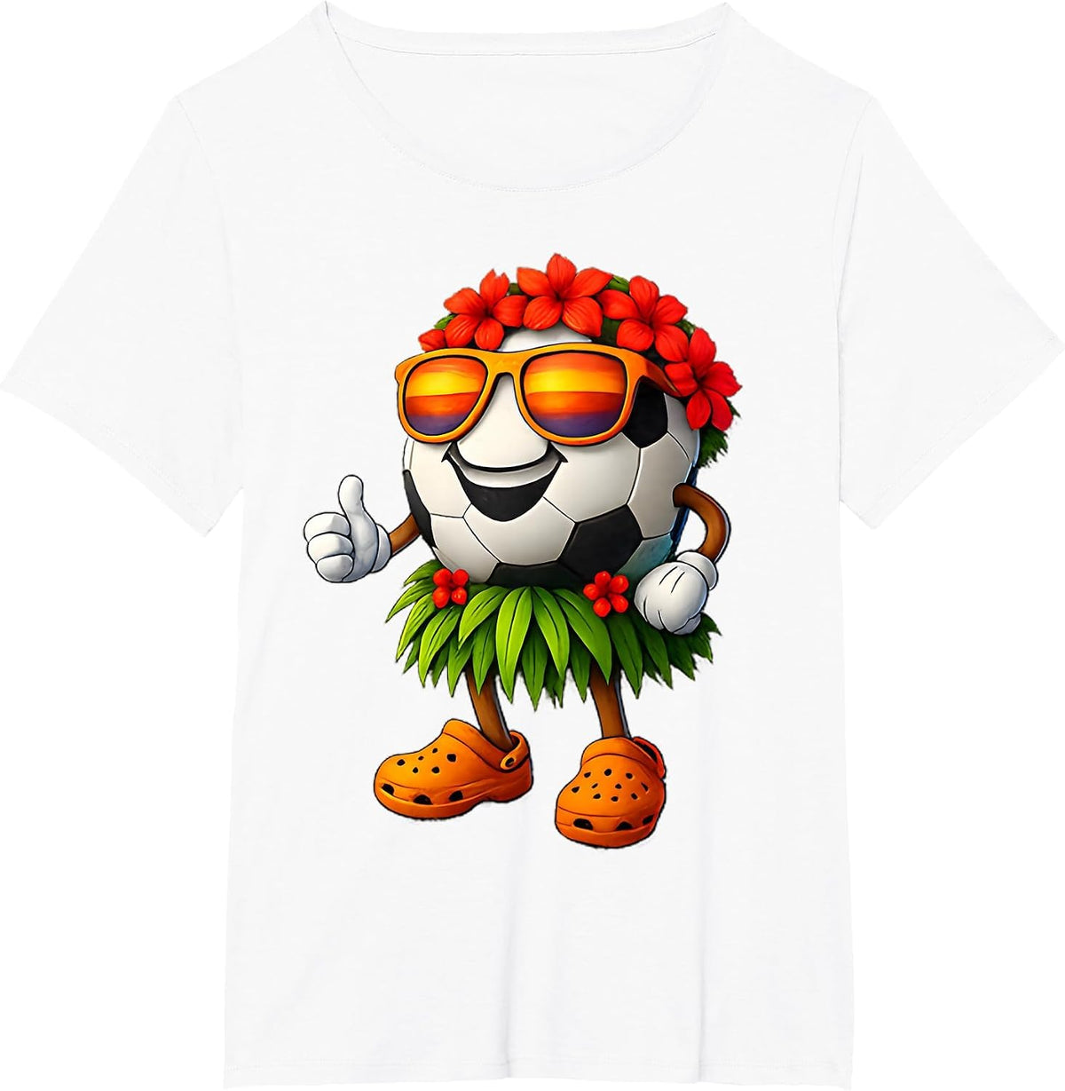 Funny Hawaiian Soccer Ball Tropical Hawaii Summer Vacation T-Shirt - White
