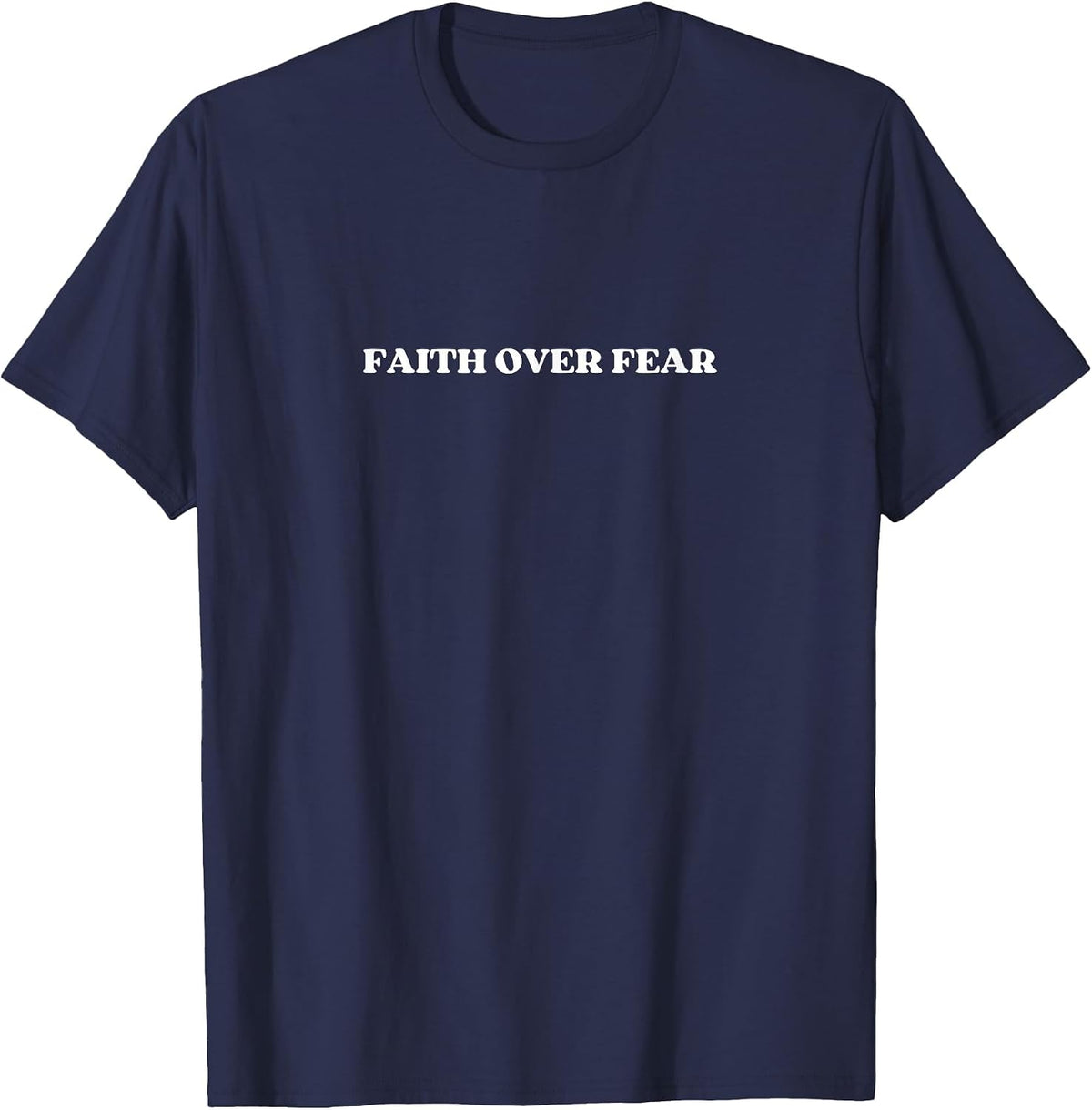 Faith Over Fear Y2k Aesthetic T-Shirt - Navy Blue