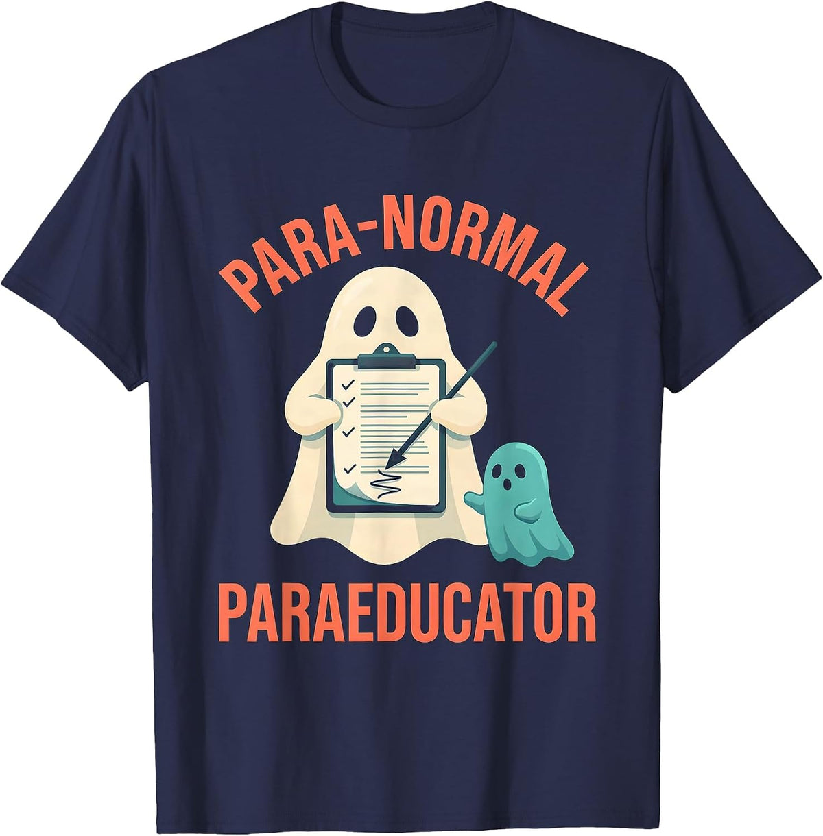 Men's Para-Normal Paraeducator Ghost Sped Teacher Halloween T-Shirt - Navy Blue