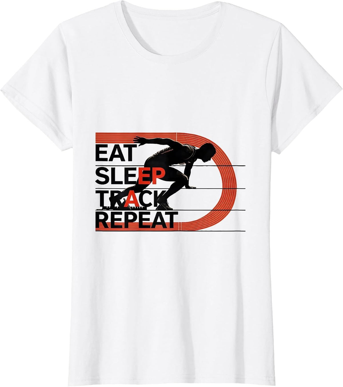 Eat Sleep Track Repeat Funny Sports Fan Track and Field T-Shirt - White