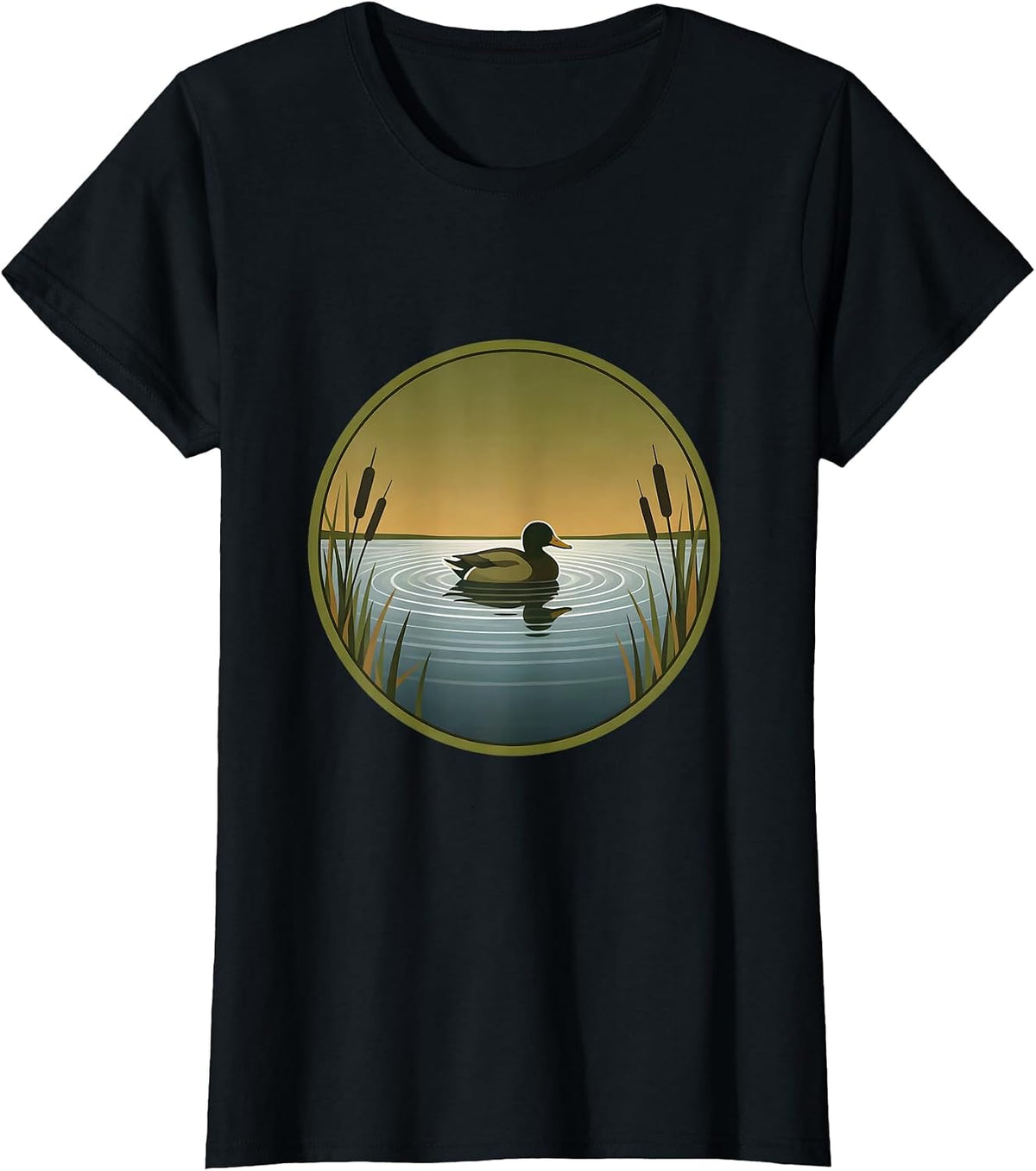 Women's Camo Duck Decoy Still Water Hunting Graphic T-Shirt - Black