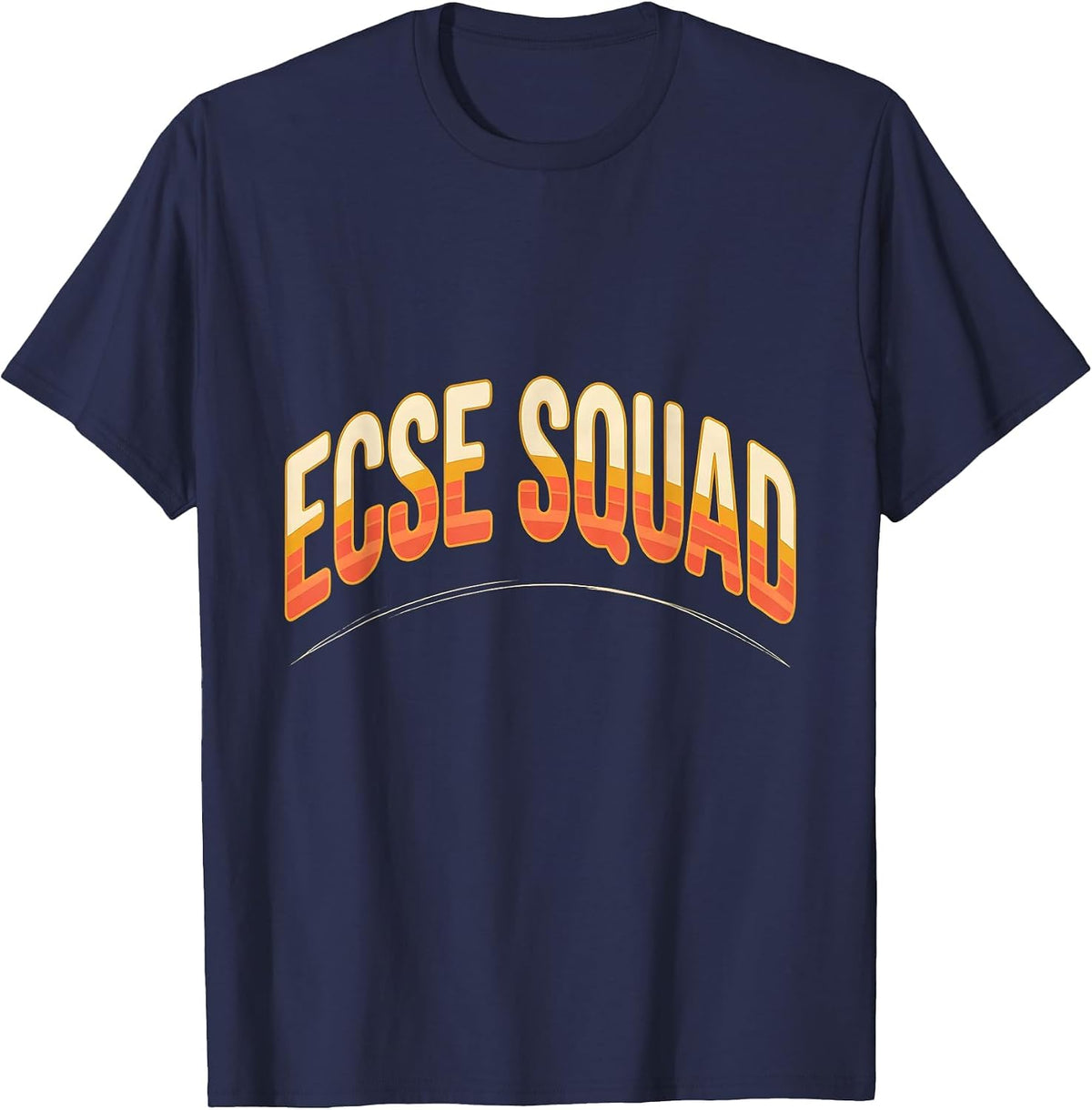 ECSE Squad Retro 70s Back To School Support Staff T-Shirt - Navy Blue