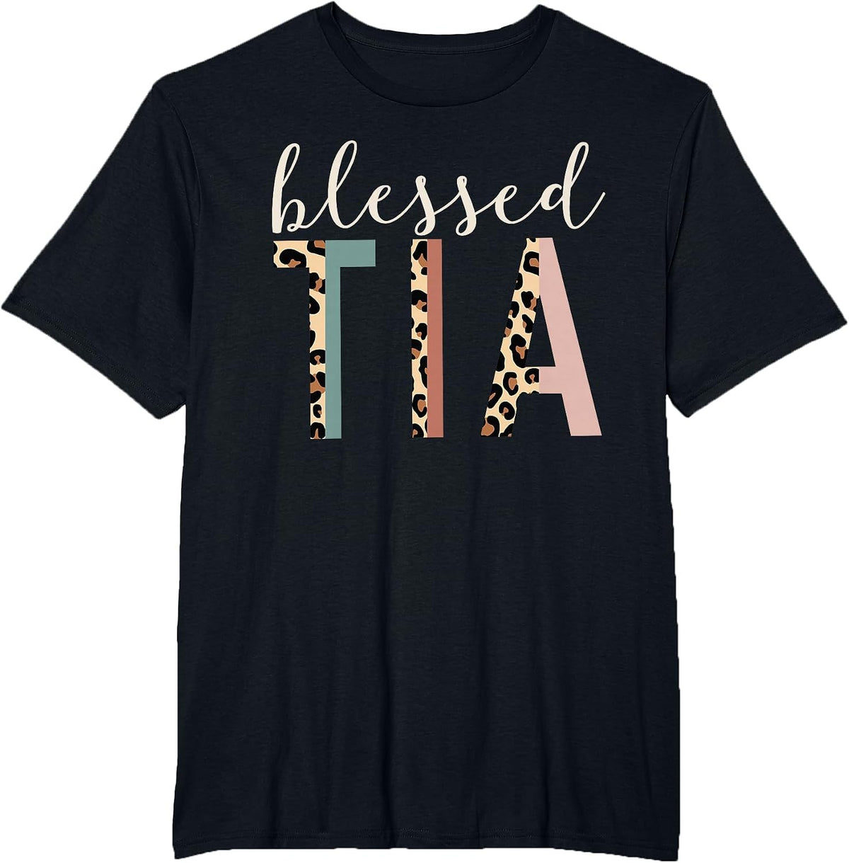 Blessed Tia Aunt Cute Leopard Print T-Shirt - Black