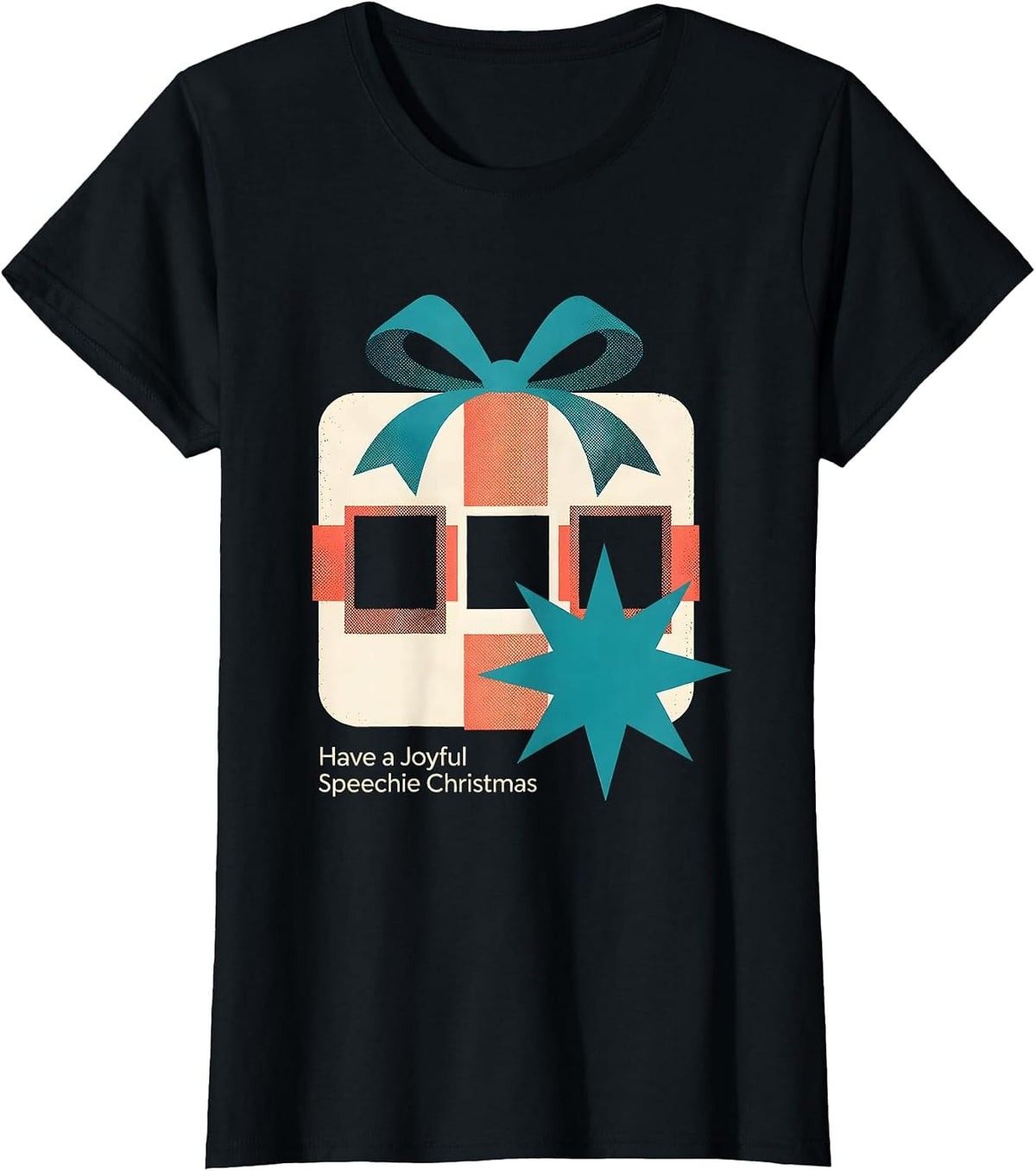 Have a Joyful Speechie Christmas Midcentury Modern SLP T-Shirt - Black
