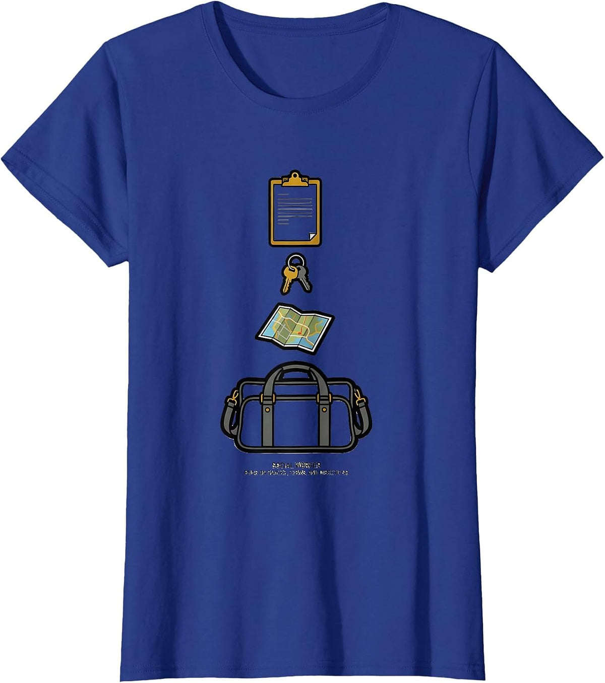 Women's Social Worker. Runs On Snacks, Forms, And Directions Funny T-Shirt - Royal Blue