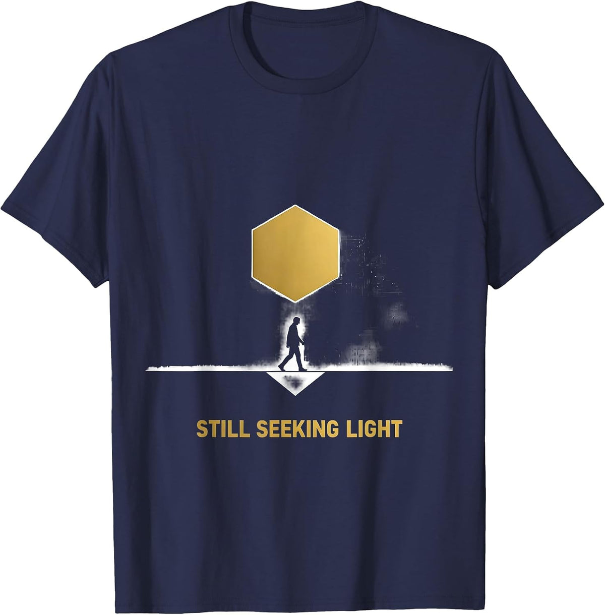 Men's Still Seeking Light Geometric Masonic Brotherhood Freemason T-Shirt - Navy Blue