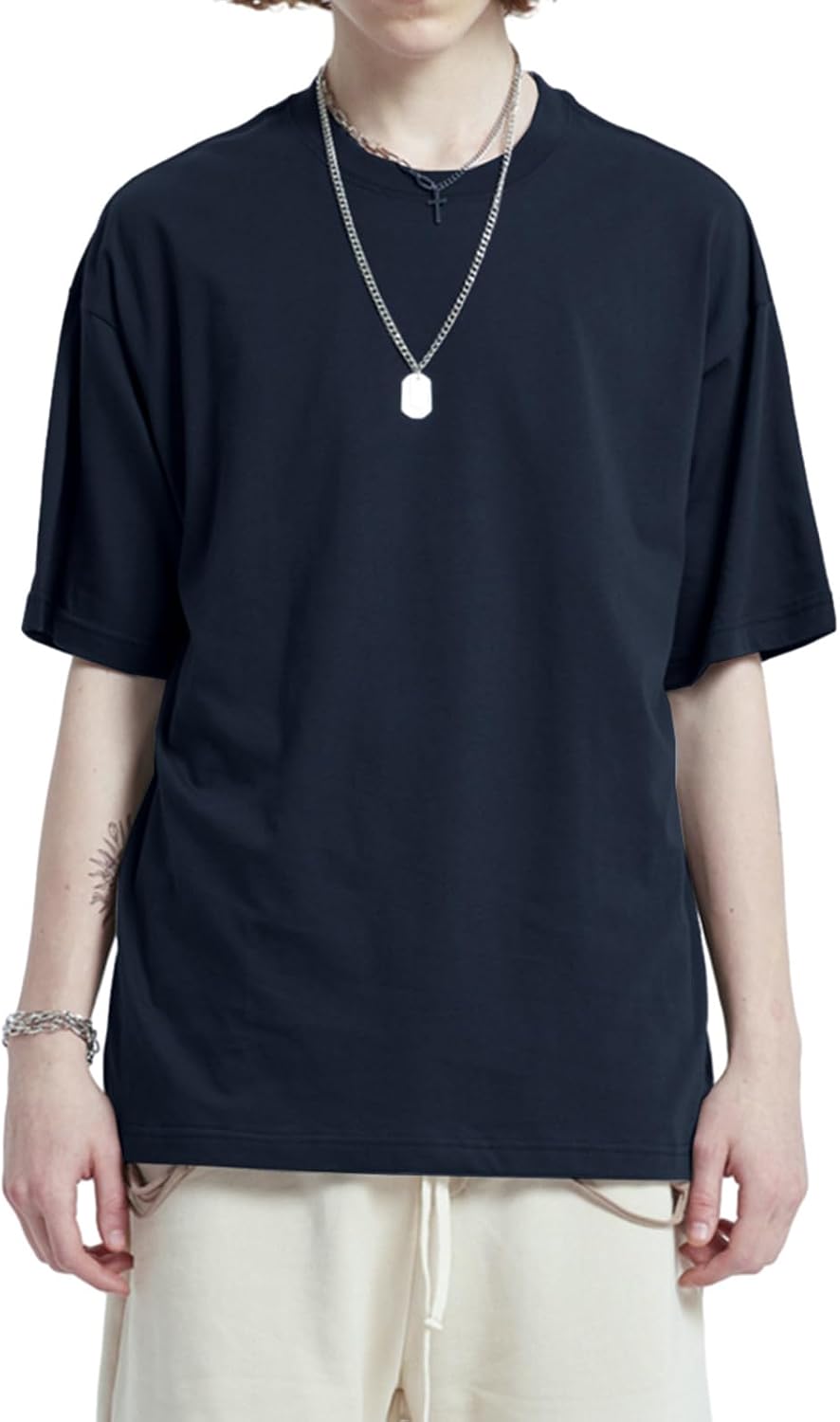 Men's Oversized T-Shirts Heavyweight Cotton Tee Crew Neck Short Sleeve T Shirts Loose Fit Basic Essential Soft Classic Tees