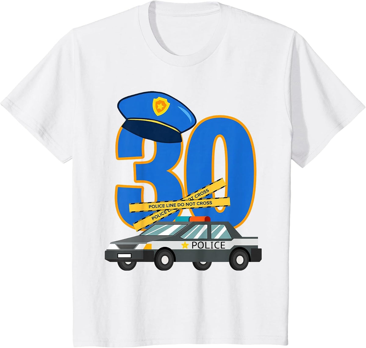 30 Year Old Birthday Policeman Car Cop Policeman T-Shirt - White