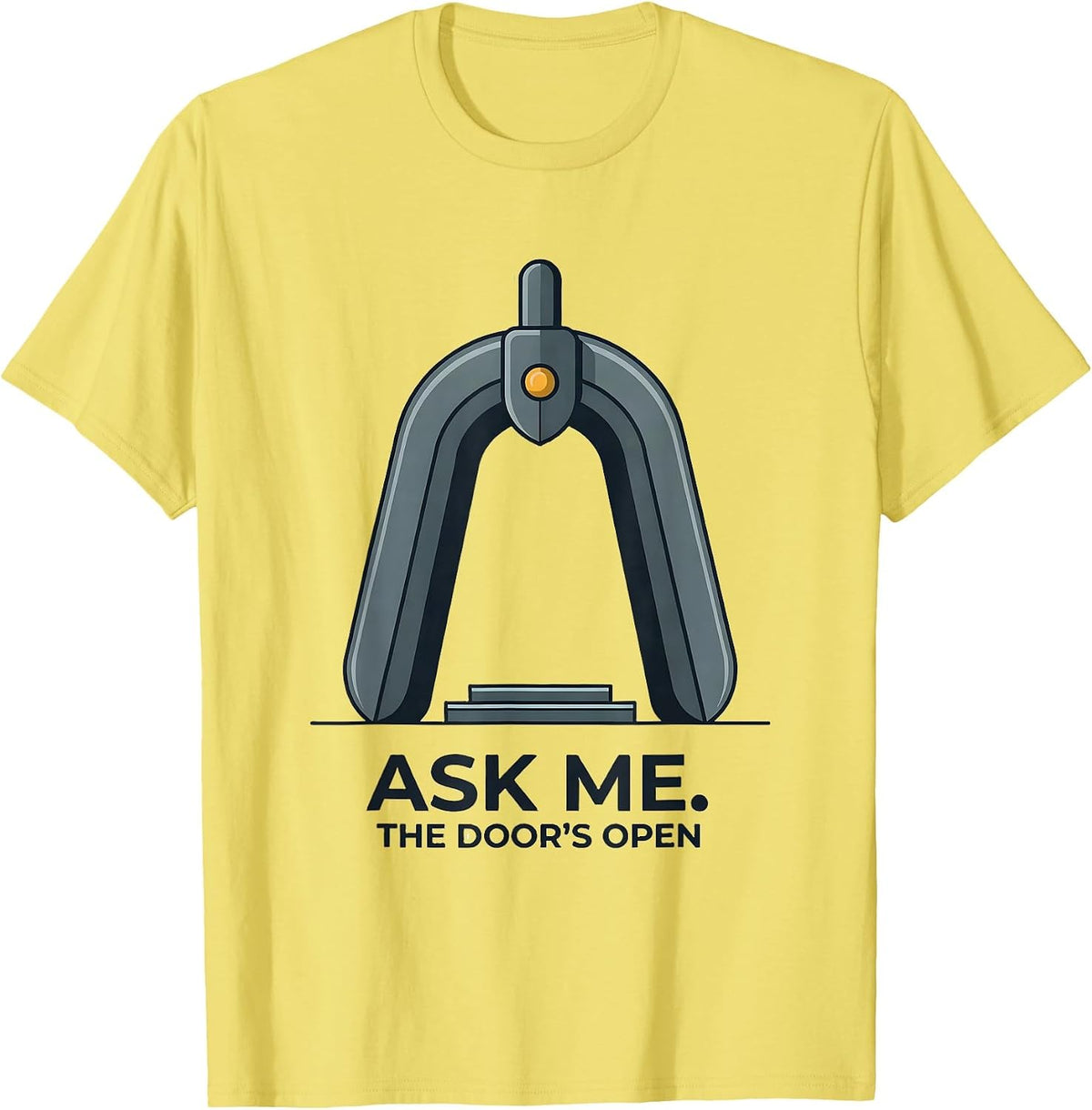 Men's Ask Me The Door's Open Freemason Masonic Fraternal Pride T-Shirt - Lemon Yellow