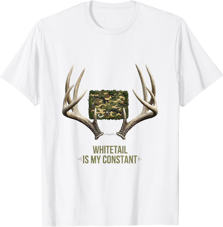 Whitetail Is My Constant Camo Deer Hunting Dad Humor T-Shirt - White