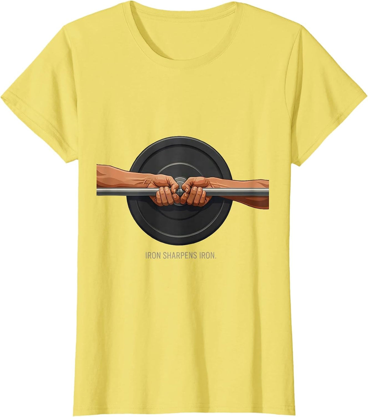 Iron Sharpens Iron Editorial Conceptual Christian Gym T-Shirt - Lemon Yellow