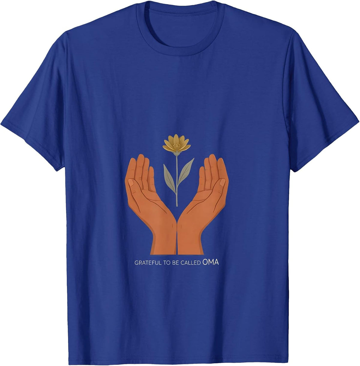 Grateful To Be Called Oma Sentimental Grandma Floral T-Shirt - Royal Blue