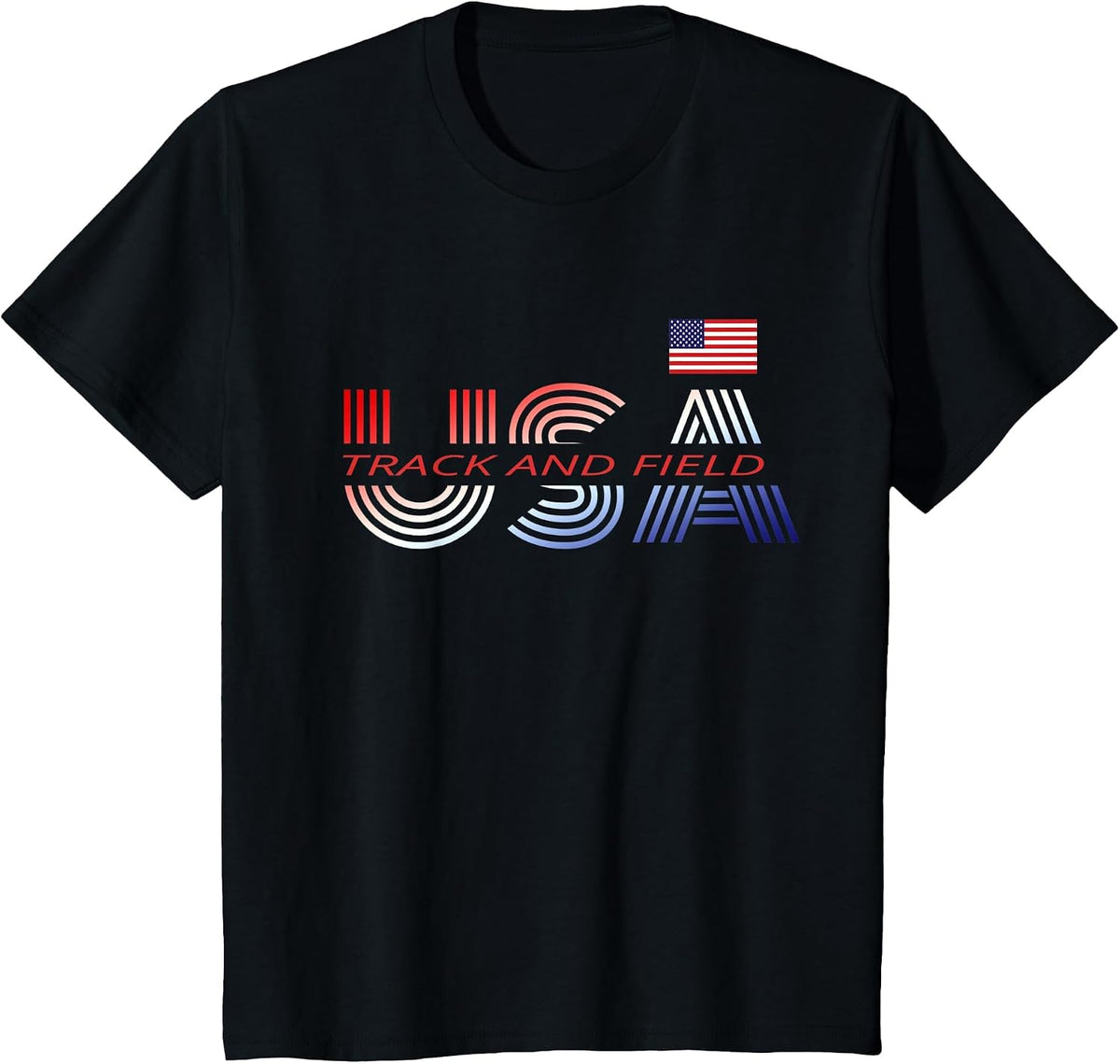 Patriotic USA Team Sports Proud American Track and Field T-Shirt - Black