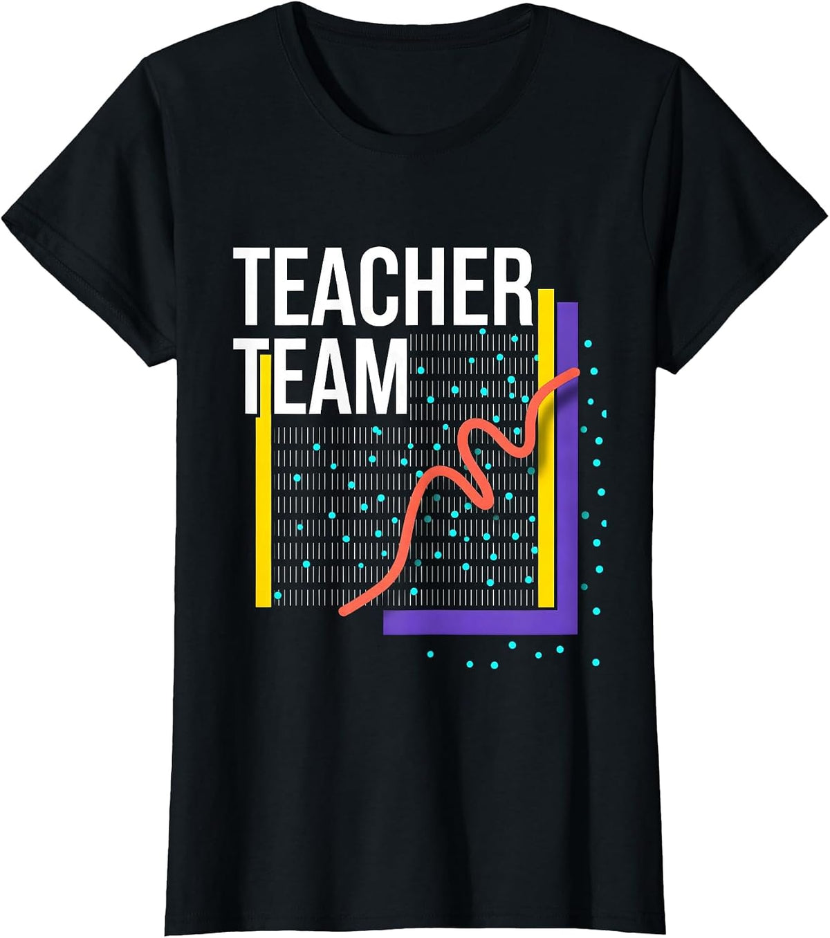 Teacher Team Memphis Postmodern Teacher Crewneck T-Shirt - Black