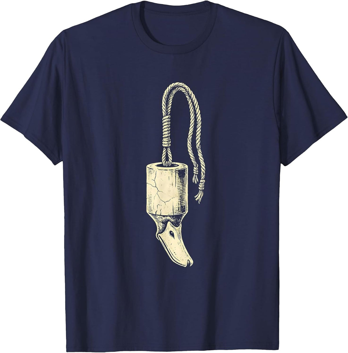 Men's Camo Lanyard Duck Call Hunting Graphic T-Shirt - Navy Blue