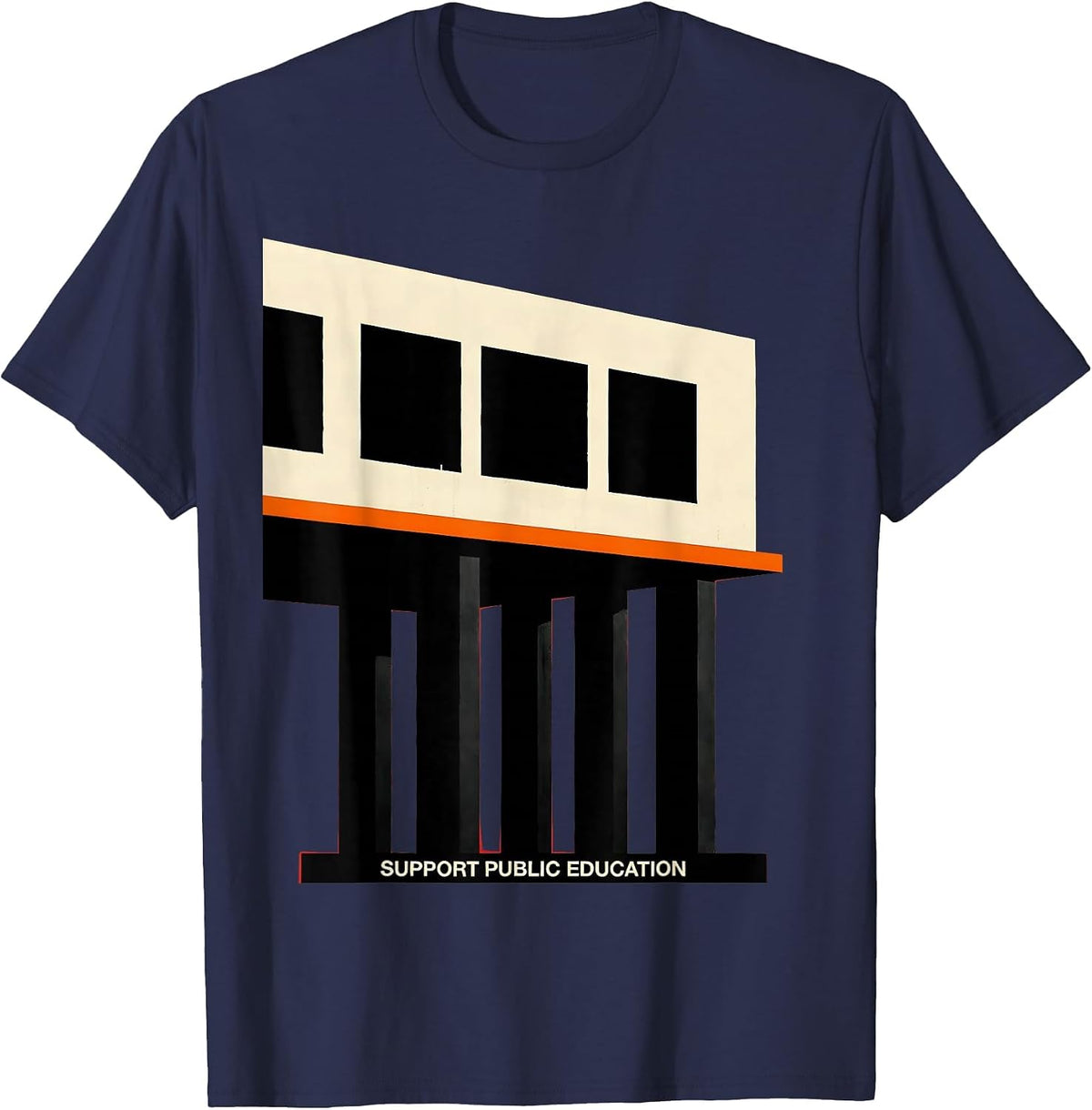 Support Public Education Teacher Red For Ed Protest Advocacy T-Shirt - Navy Blue