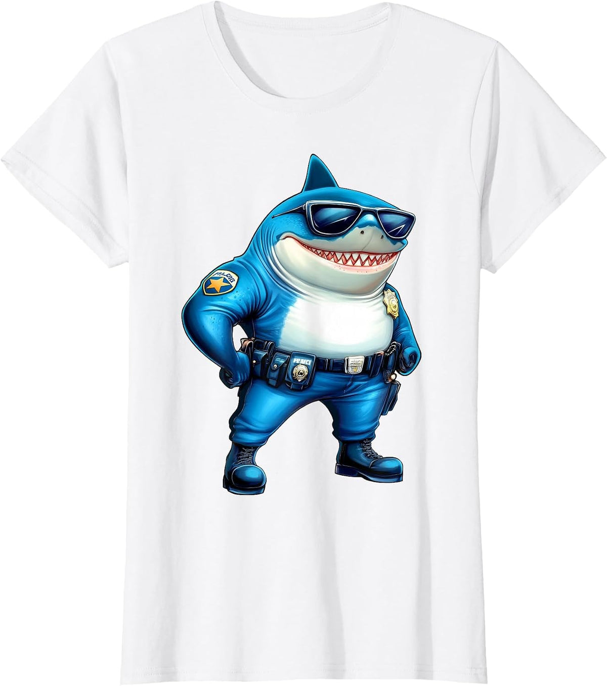 Policeman Shark T-Shirt - White