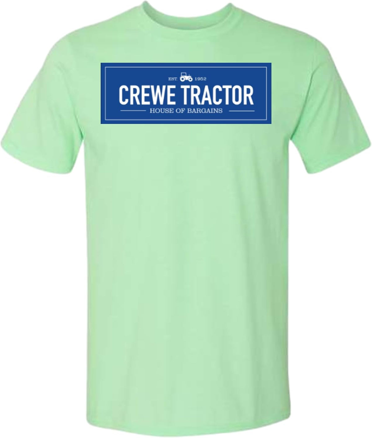 Crewe Tractor Hit The Road Dude T-Shirt, Short Sleeve, Crew Neck, Casual Wear - Mint Green