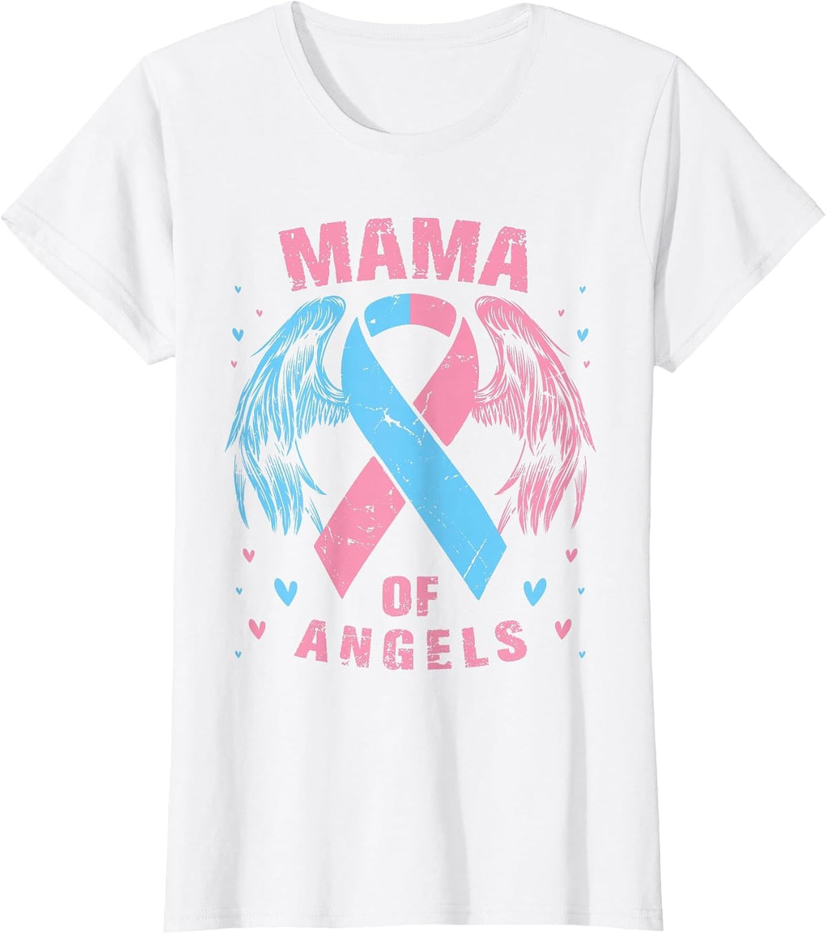 Mama of Angels Pregnancy Miscarriage Child Loss Pink Blue T-Shirt - White