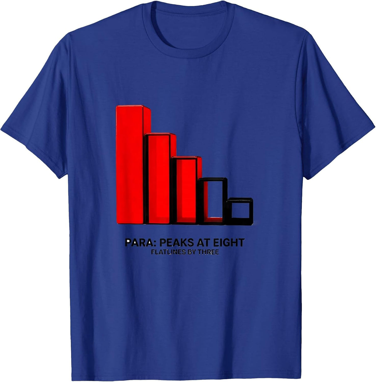Para Peaks At Eight Flatlines By Three Funny Paraeducator T-Shirt - Royal Blue