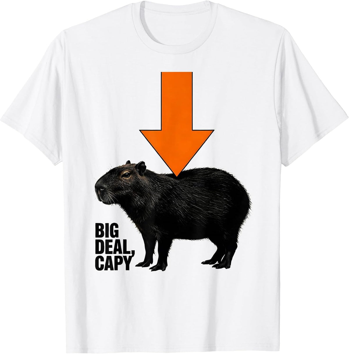 Men's Big Deal, Capy Brutalist Graphic Funny Capybara Meme Gamer T-Shirt - White