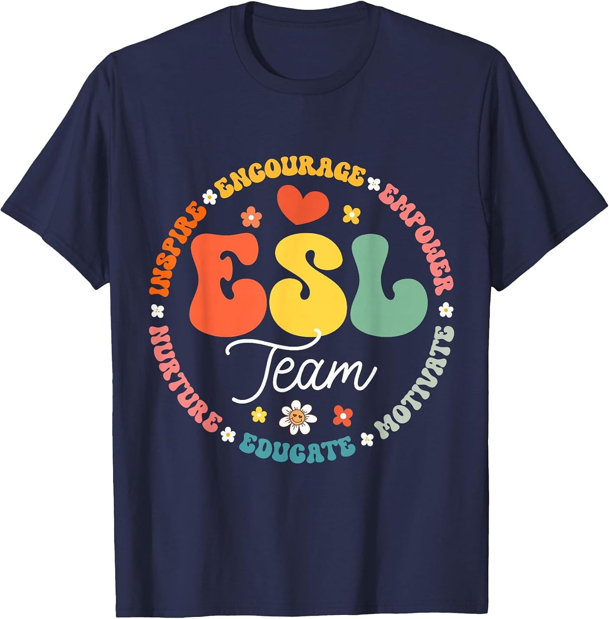 ESL Team Teacher English As A Second Language Squad T-Shirt - Navy Blue