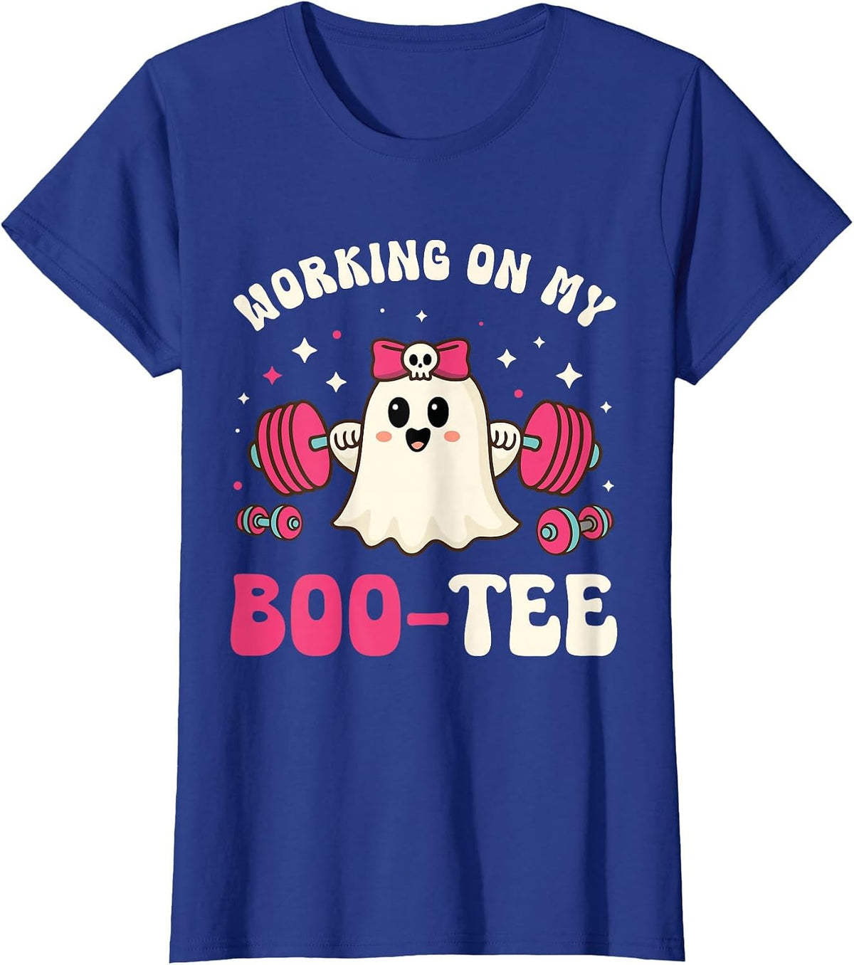 Working on My Boo tee Funny Gym Halloween Dead Lift Ghost T-Shirt - Royal Blue