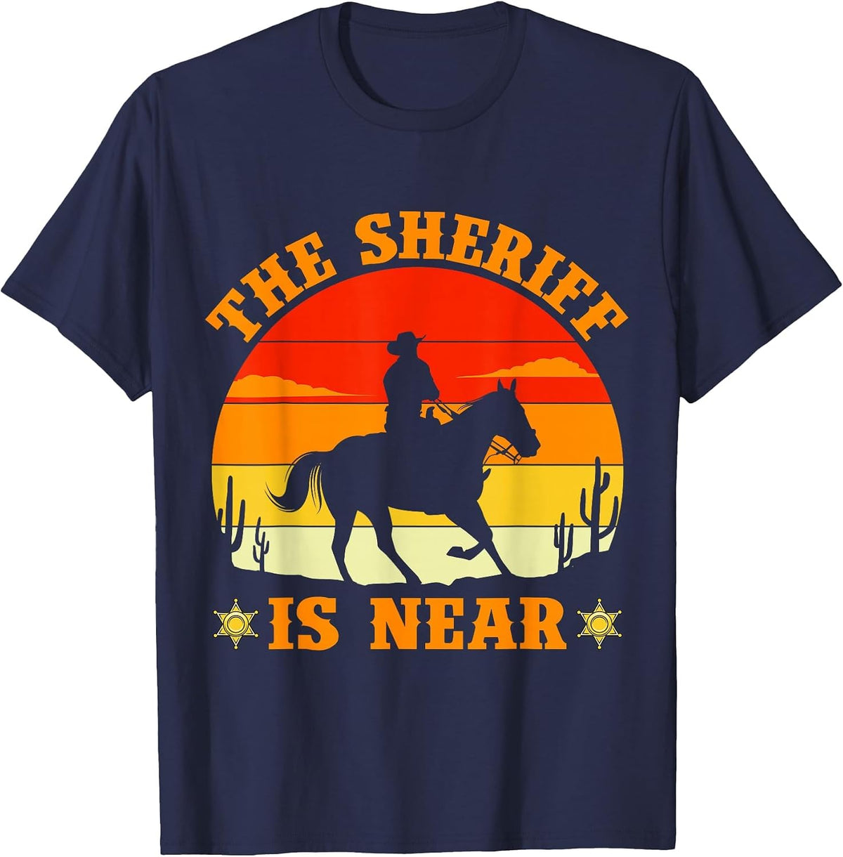 Cowboy Sheriff Pistols Sheriff Star Western T-Shirt - Navy Blue