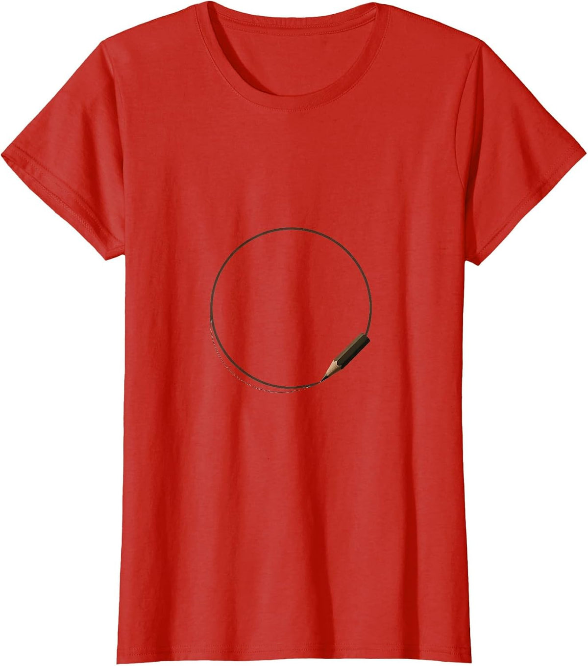 Women's Pencil Dot Perfect Circle Drawing Art T-Shirt - Red