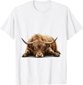 Highland Cow Slumped Cute Animal Lover Whimsical Humor T-Shirt - White