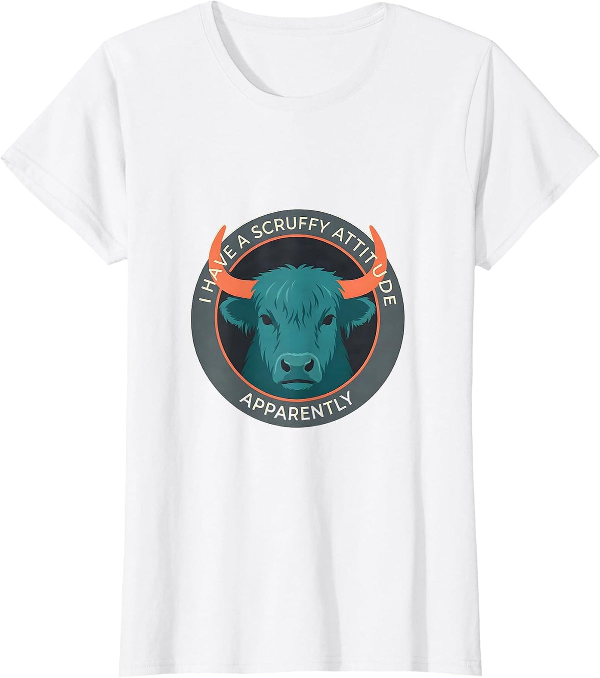 Women's I Have A Scruffy Attitude Apparently Funny Highland Cow T-Shirt - White