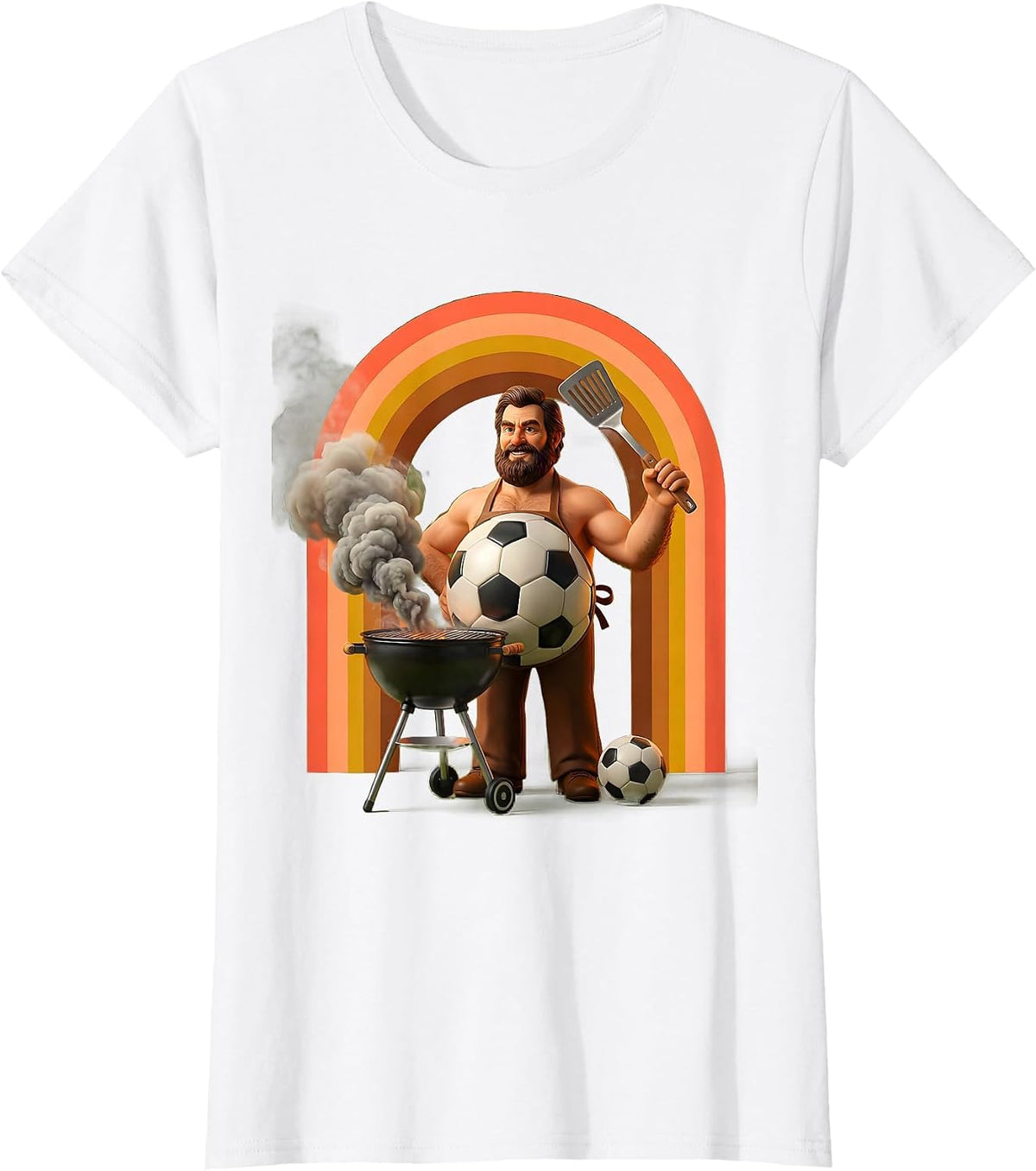 Soccer Dad Grilling Apron Graphic Tee T-Shirt - White