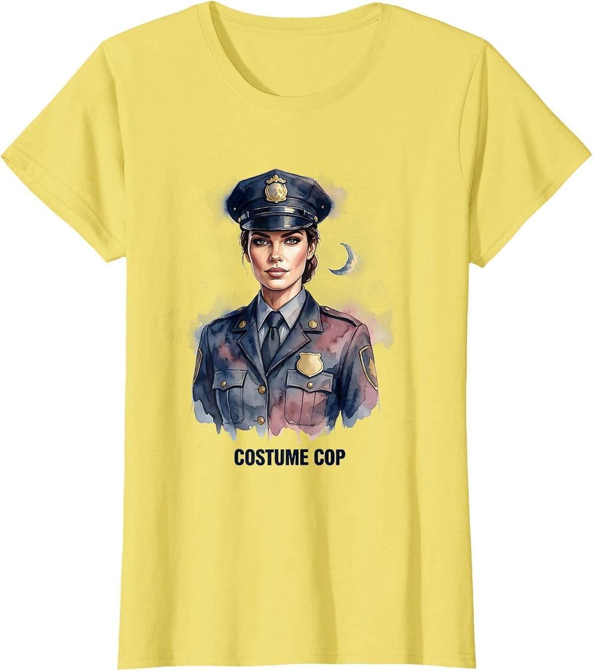 Costume Cop Playful Police Officer Halloween Party Novelty T-Shirt - Lemon Yellow