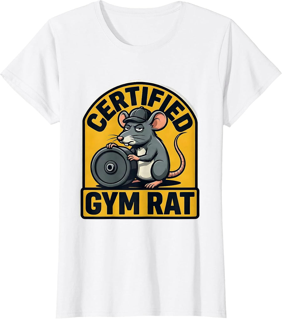 Women's Certified Gym Rat Funny Rat Lover Animal Humor T-Shirt - White