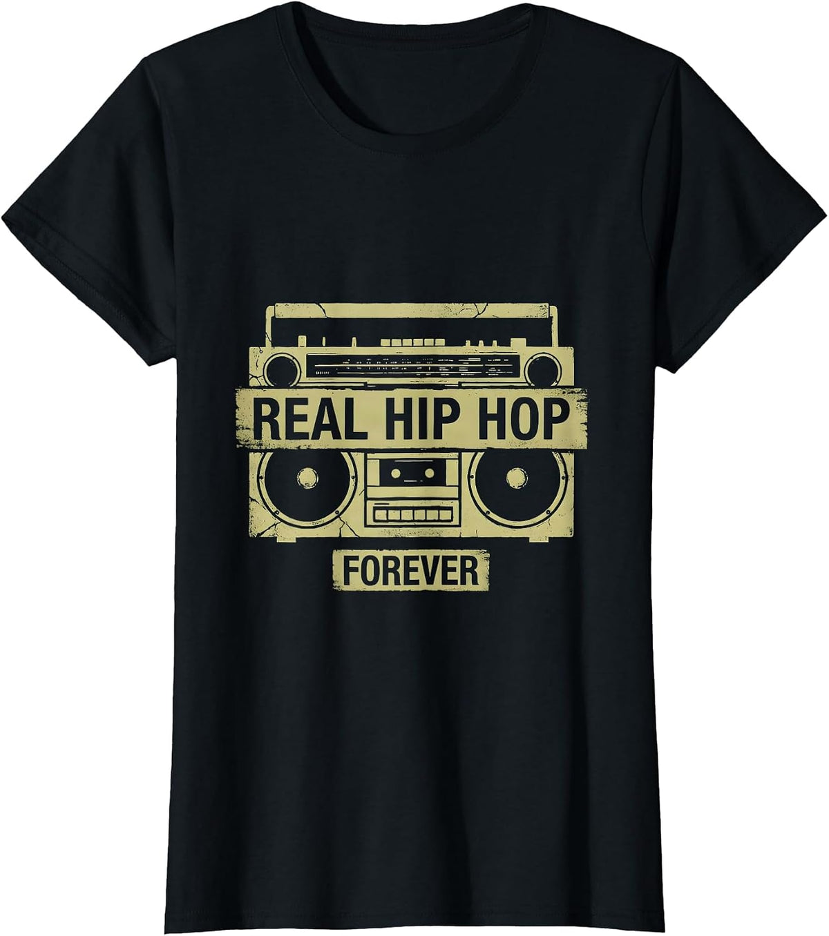 Real Hip Hop Forever Graphic Design T-Shirt - Black
