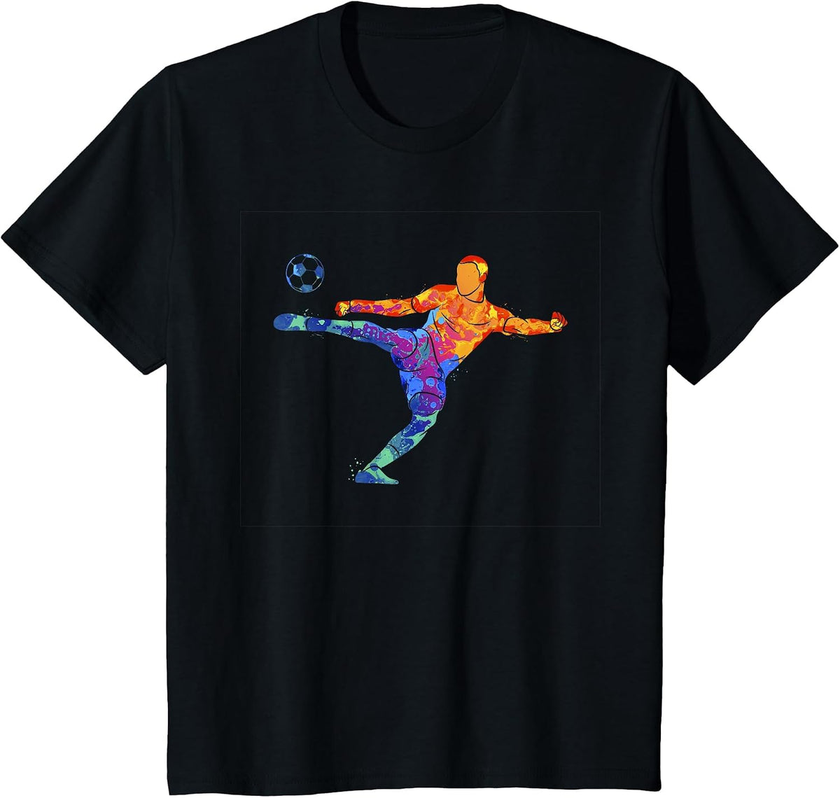 Soccer Athlete Sports Graphic Drawing T-Shirt - Black
