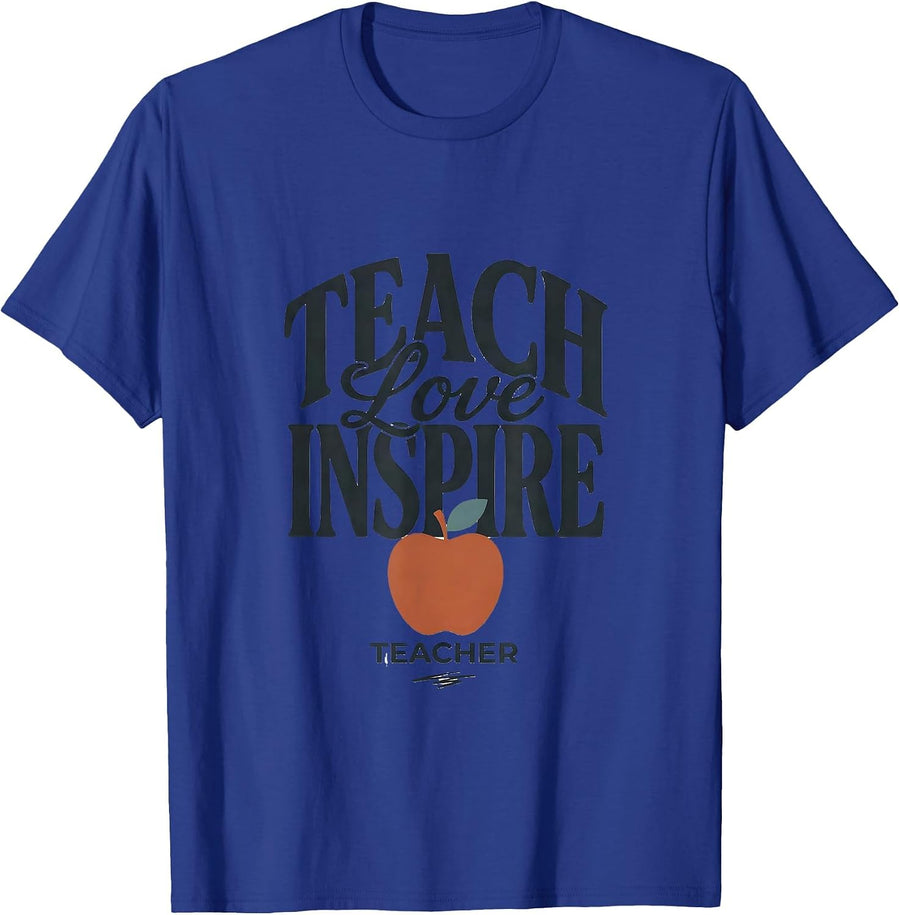 Teach Love Inspire Teacher Retro Classroom Back To School T-Shirt - Royal Blue