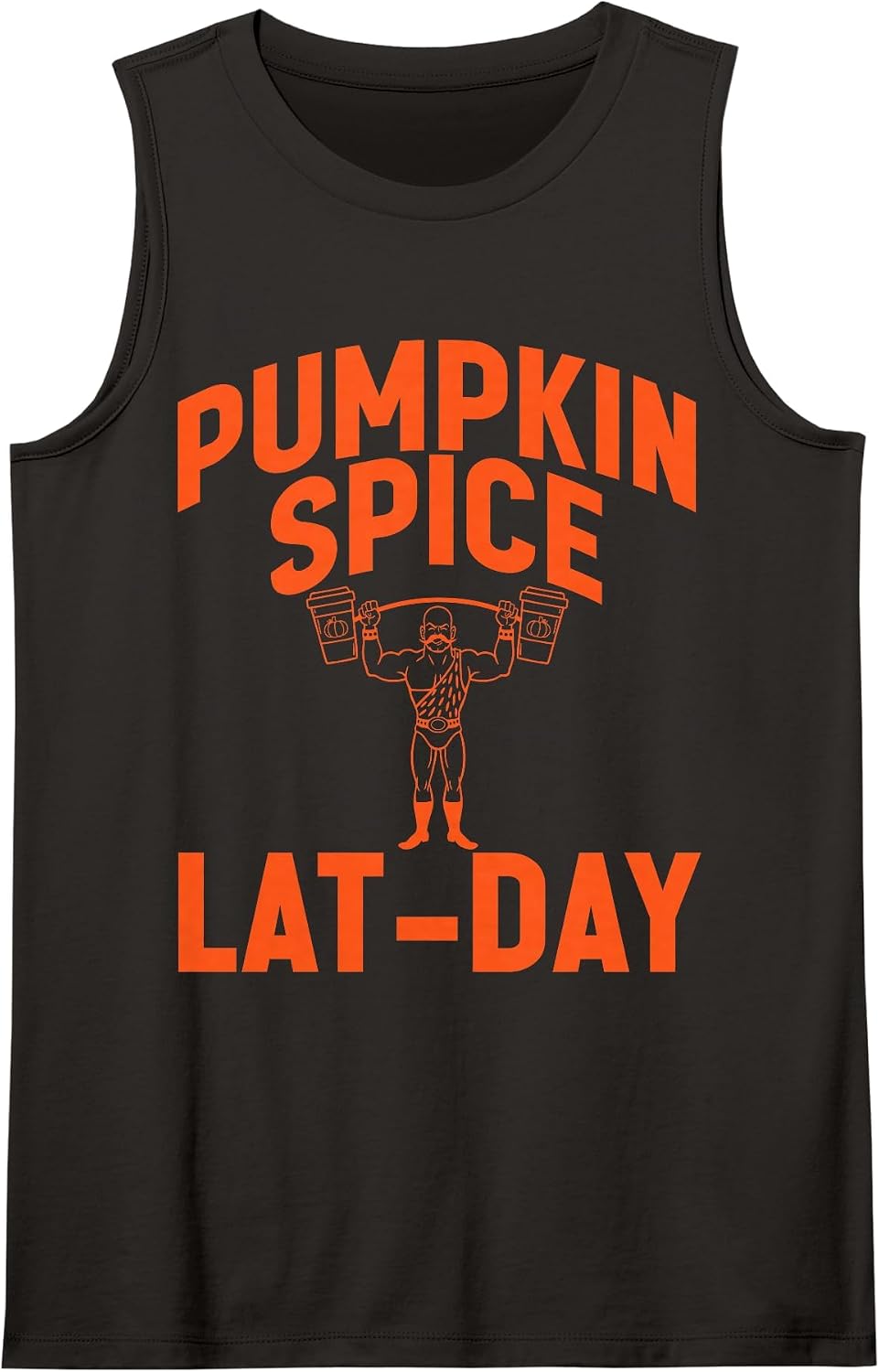 Pumpkin Spice LAT-Day Funny Halloween Fall Lover Strong Man Sleeveless Tank Top - Black