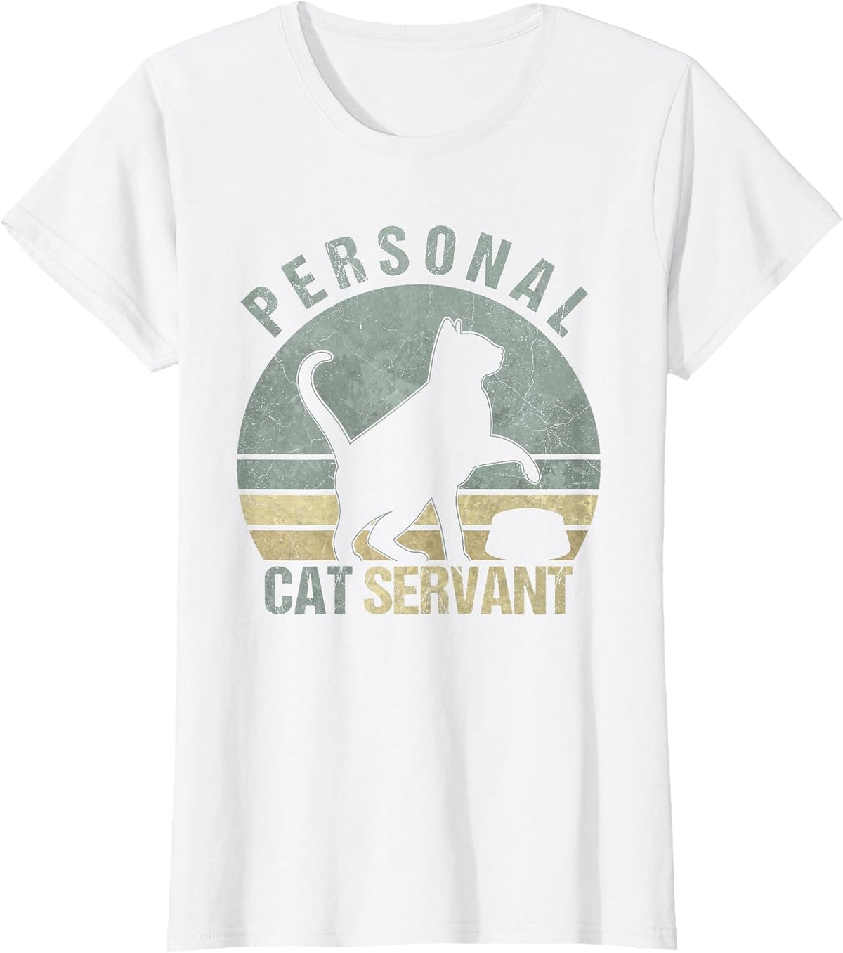 Personal Cat Servant Funny Black Cat Lovers Owners Mom Dad T-Shirt - White