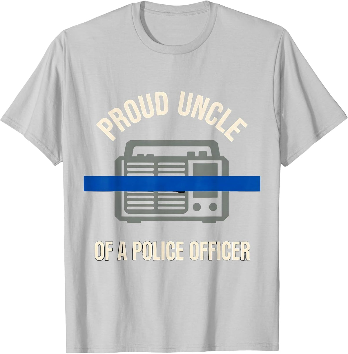 Men's Proud Uncle Of A Police Officer Thin Blue Line Police T-Shirt - Silver Grey