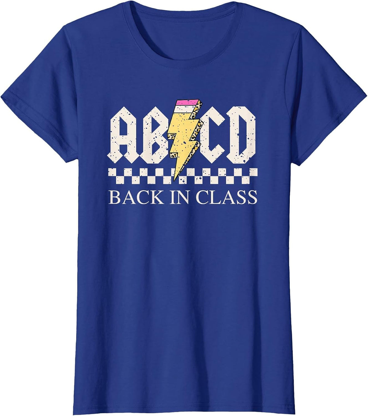 Boys Girls Teachers Rock Back to School ABCD Back in Class T-Shirt - Royal Blue